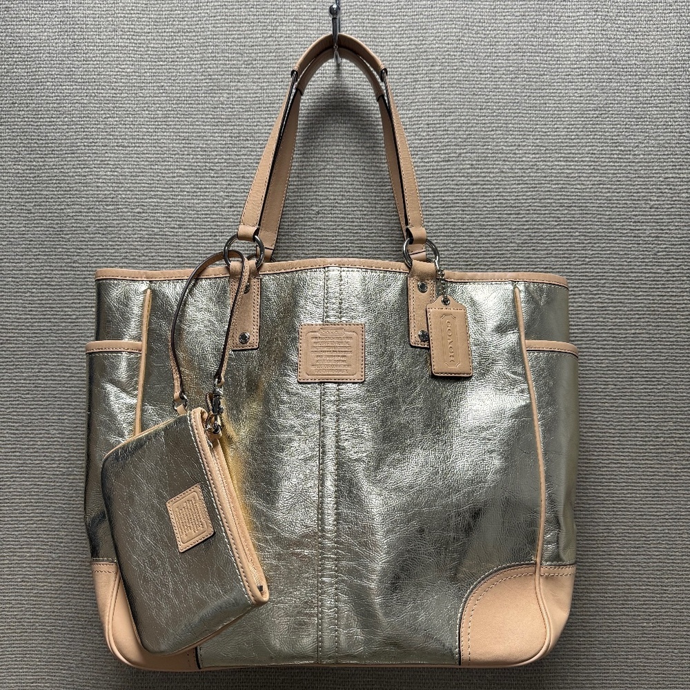 Coach Large Metro Gold Tote Bag and Wristlet Set